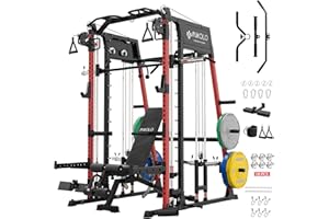Mikolo M4 2.0 Smith Machine, All-in-One Home Gym Power Cage with LAT Pulldown & Cable Crossover, Squat Rack for Full Body Workouts