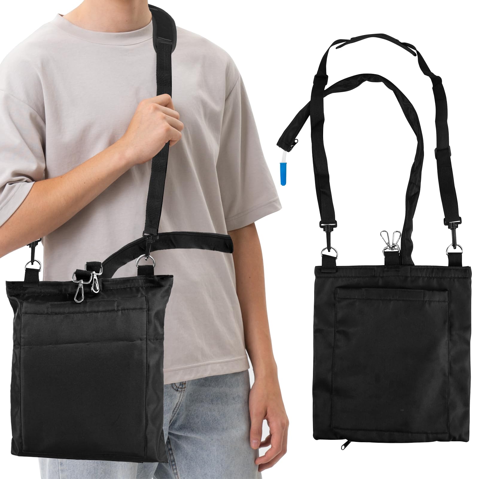 Photo 1 of 2000ml Catheter Bag Holder, Foley Catheter Bag Covers with Zipper Pipe Sleeve & Adjustable Strap, Secure Soft& Discreet for Nephrostomy Bag & Foley Catheter Users, Urine Bag Cover (Black)