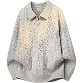 Vamtac Sweaters for Men Loose Cable Knit Sweater Casual Soft Pullover Knitted Tops Long Sleeve Winter Y2k Outfits