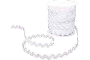 ZNZAKKA Rick Rack Trim 40 Yards White Lace Ribbon Wave Bending Fringe Trim for Crafts Sewing, Gift Warpping, Clothing Embellishment