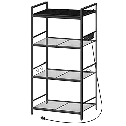 MAHANCRIS Bakers Rack with Power Outlet, Microwave