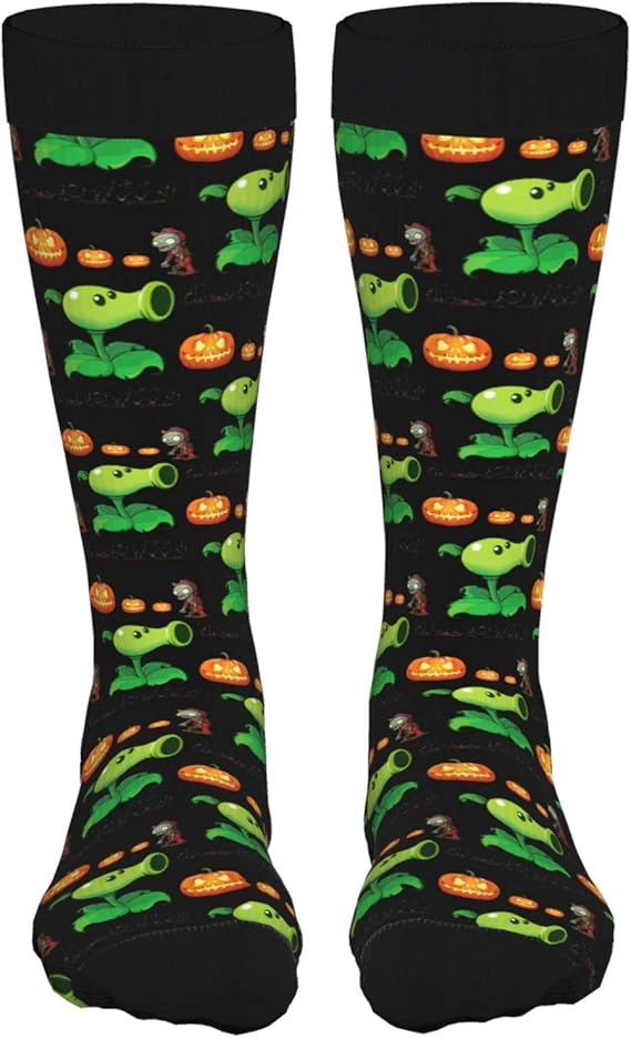 DJNGN Halloween Plants Vs Zombies Unisex Contrast Color Socks Crew