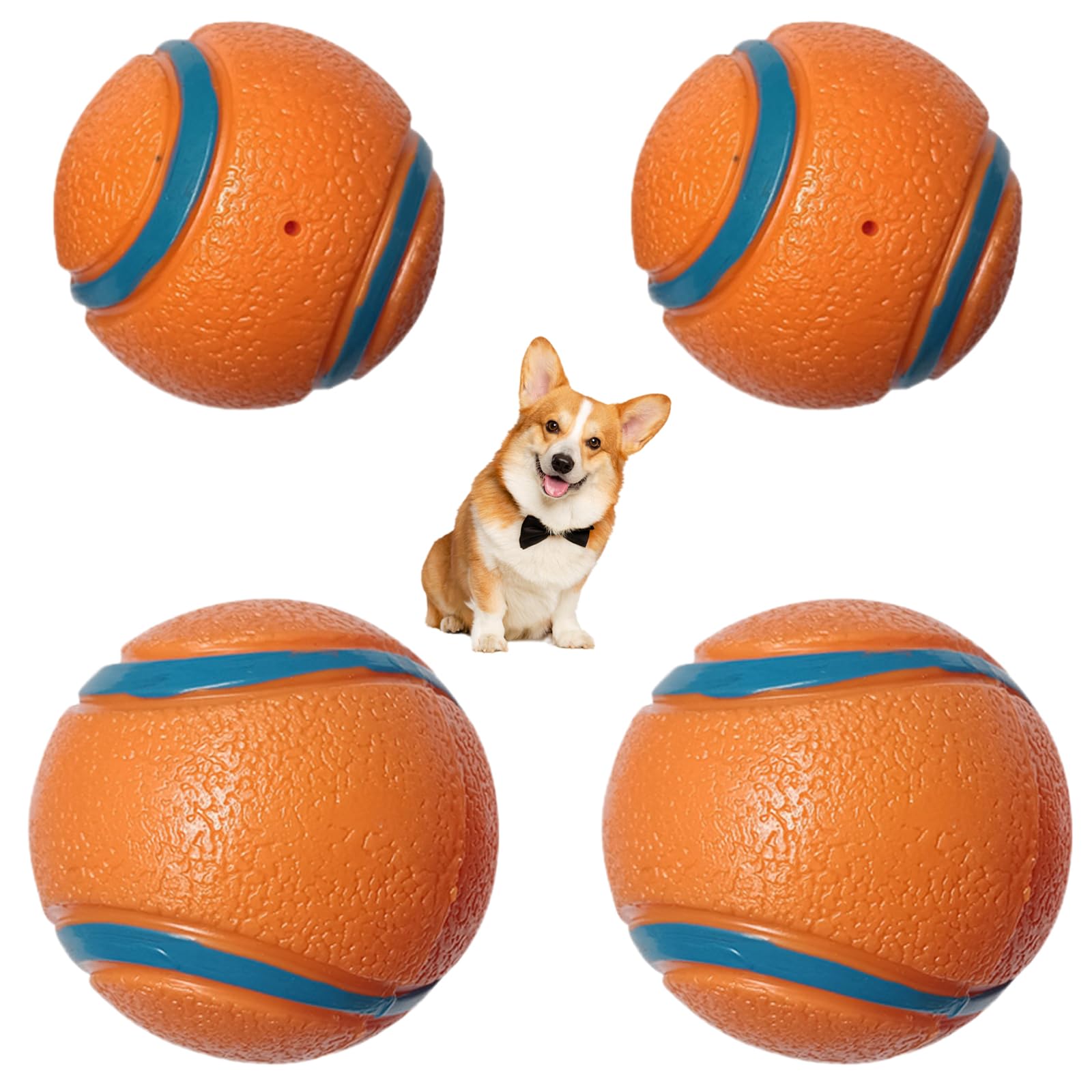 Acpetdr 4Pcs Latex Puppy Toy Balls, Dog Latex Audible Tennis Ball Toys, Canine Exercise Balls, Audible Dog Balls, Latex Dog Toys, Dog Interactive Toys