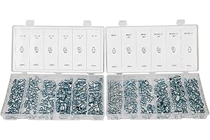J&R QUALITY TOOLS SAE & MM Hydraulic Grease Fitting Kit, 220 Piece Straight and Angled | 1/4", 1/8"