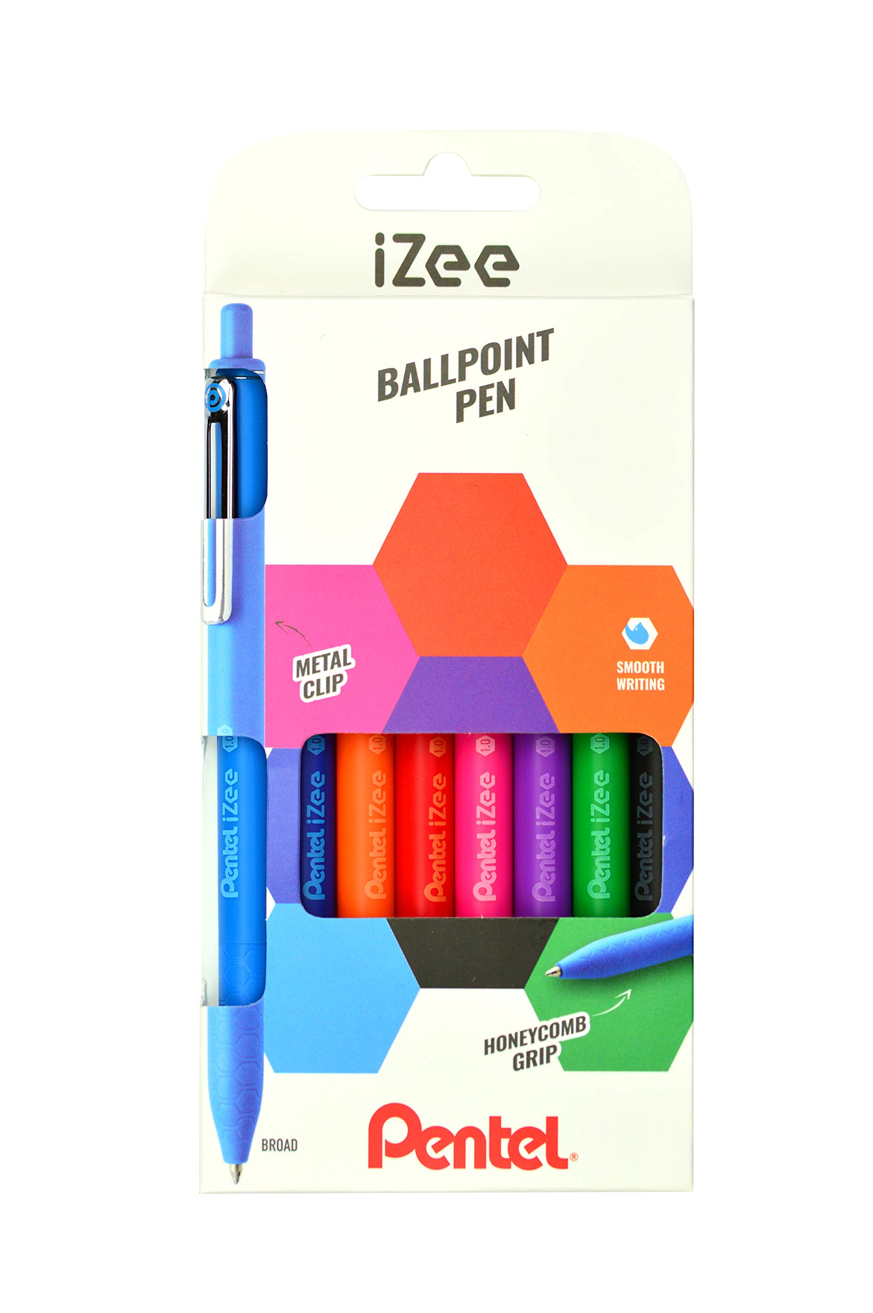 Pentel iZee Retractable 1.0mm Ballpoint - Assorted 8pc wallet