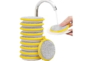Versatile Cleaning sponges, Double-Sided Round Metal Scrub sponges with scrubbing Function Reusable dishwashing sponges for W