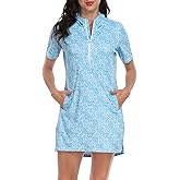 HDE Women's Short Sleeve Beach Coverup Dress with Hood UPF 50 Swim Cover Up