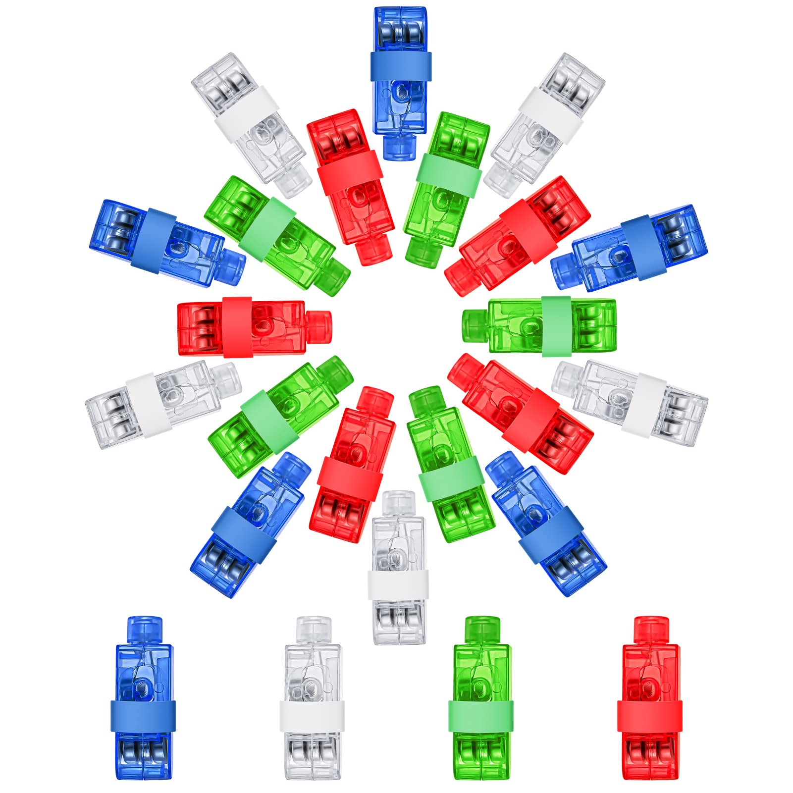FRIUSATE 24 Pcs LED Finger Lights Finger Flashlights 4 Colors Bright Finger Lamp Finger Clip Lights Toys For Pary Gifts, Party Favors, Live, Raves, Concert Shows