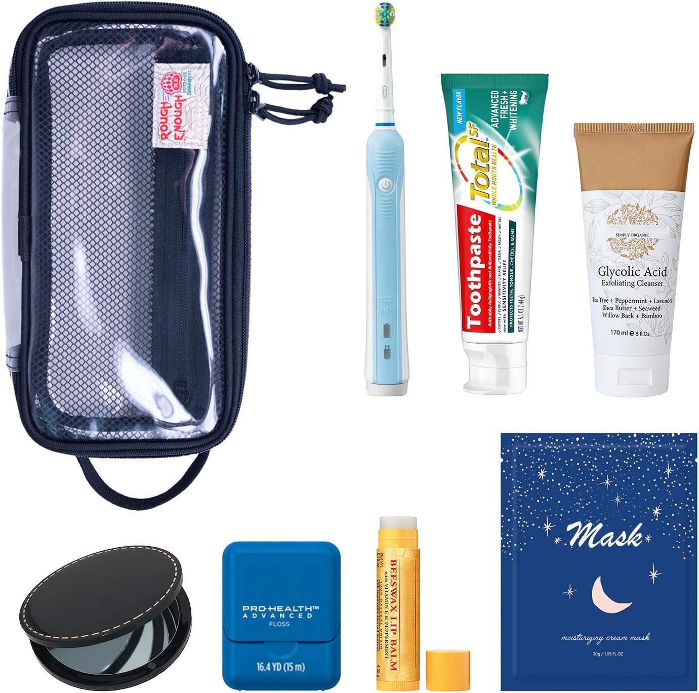 Rough Enough Clear Travel Toiletry Wash Bag Men Women for Holiday Essentials Air Travel Bottles Makeup Organiser Bag Storage for Cosmetic Bathroom Accessories Clear Pencil Case for Teenager Girls Boys - Image 5