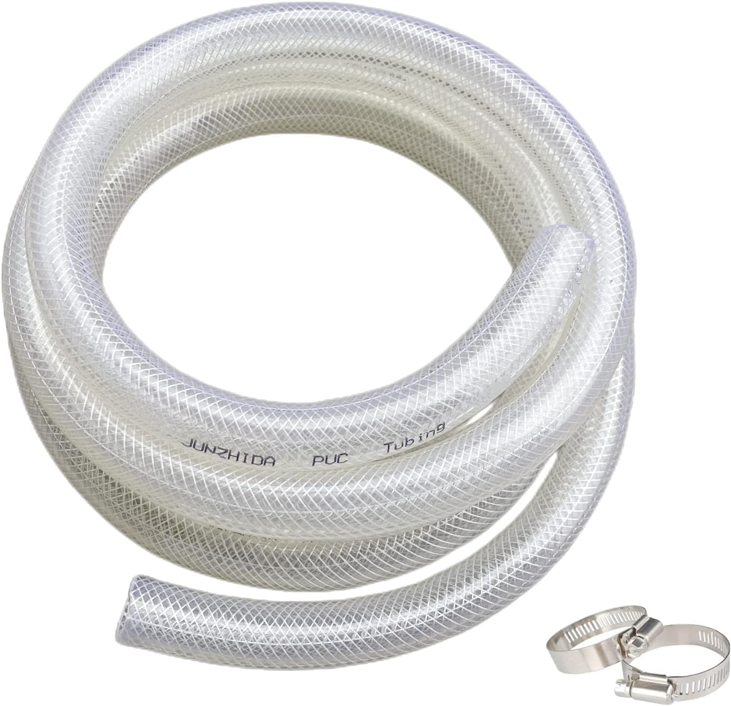 Photo 1 of JUNZHIDA 1" ID x 1 19/64" OD - 10 Ft High Pressure Braided Clear PVC Tubing Flexible Vinyl Tube, Heavy Duty Reinforced Hose Tubing, BPA Free and Non Toxic