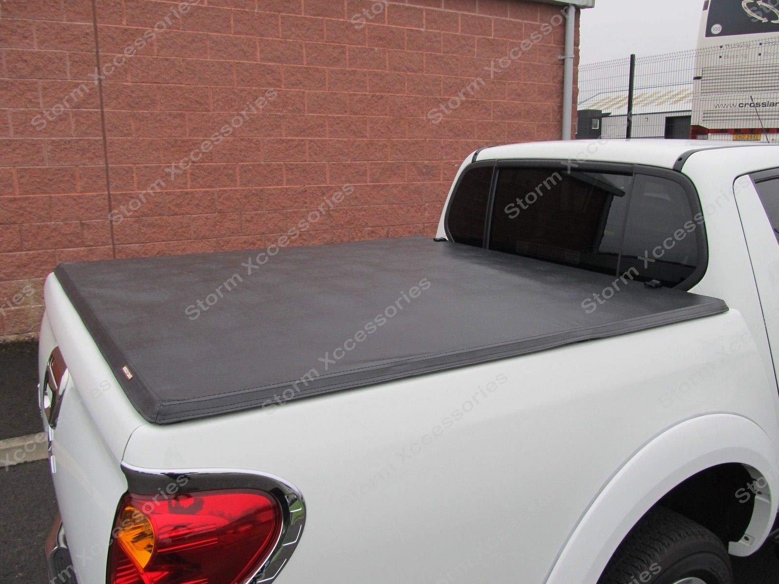 Stx L200 Long Bed Double Cab Tri Folding Fold Up Tonneau Cover Canopy Black Buy Online In Faroe Islands At Desertcart
