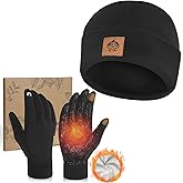 RIGWARL Winter Mens Hat and Gloves Set for 32-50℉, Soft Hat and Touchscreen Gloves for Men Women, Beanie and Glove for Unisex