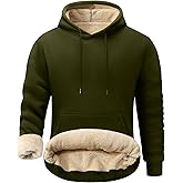 Kissonic Men's Fleece Hoodie Pullover Long Sleeve Sherpa Lined Warm Hooded Sweatshirt