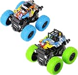 m zimoon Monster Inertia Truck 2 Pack Off Road Vehicles 360° Flip Blue Green