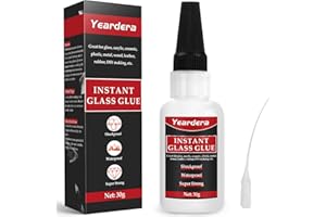 Yeardera Glass Glue, Clear Acrylic Glue, Instant Adhesive for Glass Repair, Acrylic, Ceramics, Pottery, Plastic, Metal, Mirrors, Jewelry, and DIY Projects(30g)