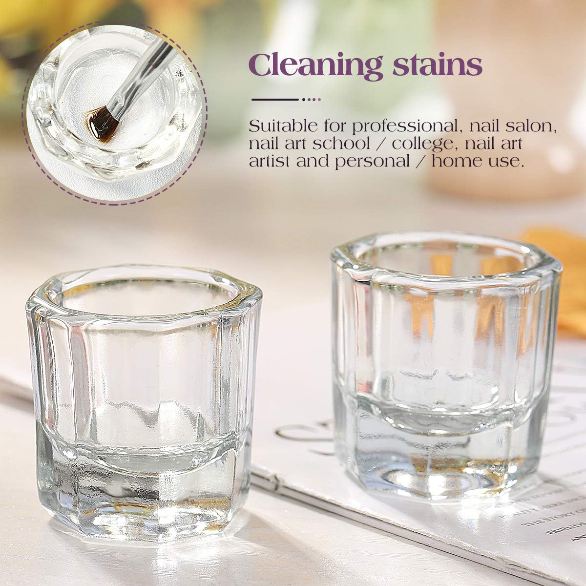 Minkissy 2pcs Acrylic Liquid Pot Glass Crystal Dappen Dish Mixing Tint Bowl Manicure Accessories for Nail Art - Image 5