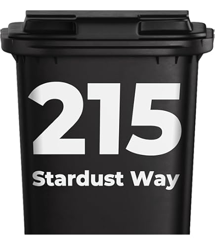 thumbnail image 2 of Personalized Custom Trash Bin / Wheelie Bin Address Name And Number Decal Stickers 2 of 11