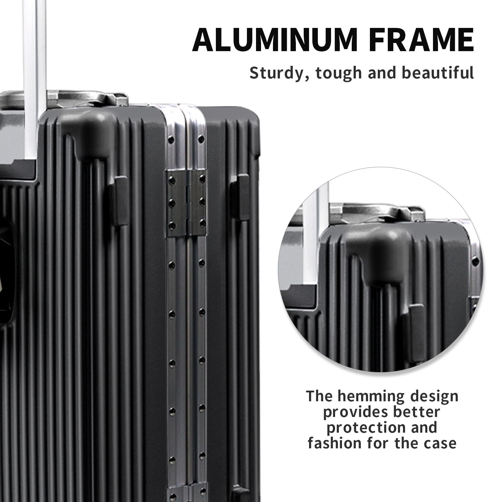 Airline Approved Carry on Luggage with Spinner Wheels,20 inch Aluminum Framed Suitcase,Built-In TSA lock,with USB Port & Cup Holder & Phone Holder Hard Case Luggage Travel Suitcase (Gray)