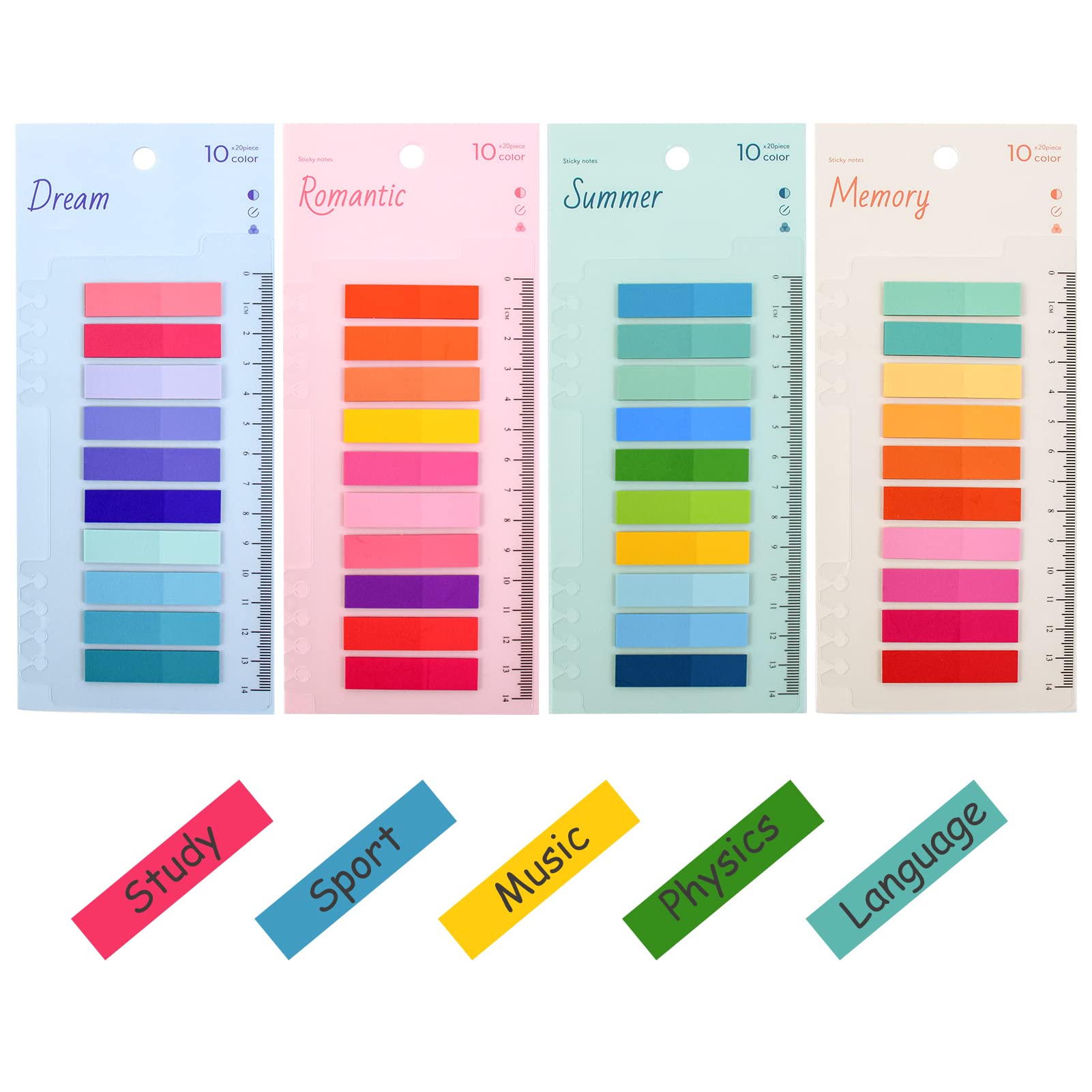 800Pcs Transparent Book Tabs, Aesthetic Sticky Notes Tabs Clear Book Annotation Tabs Pastel Index Tabs Plastic Sticky Tab Morandi Page Markers School Office Stationery Supplies for Highlighter Tabbing