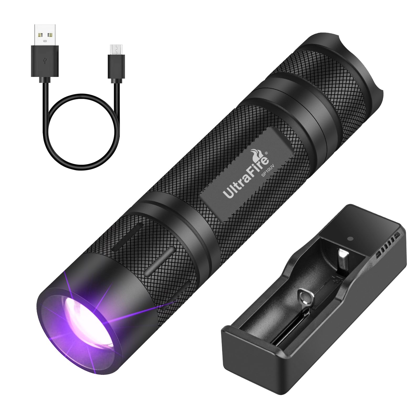 ULTRAFIRE 395-405nm UV Torch LED Black Light, Zoomable UV Light, Small Powerful Ultraviolet Flashlight for Curing Resin, Pet Stains, Spot Scorpions, Leak Detector, SP10UV