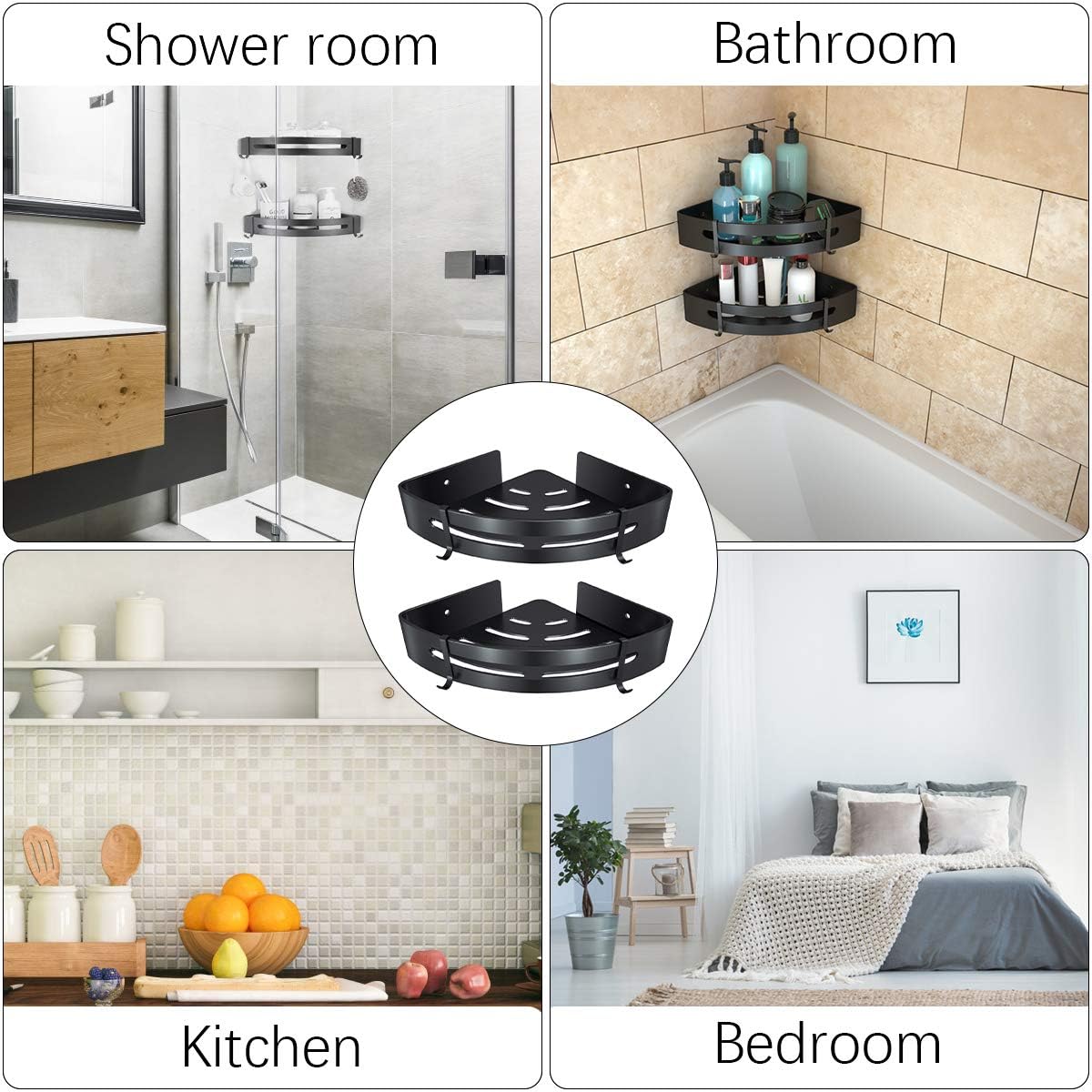 RenFox Estanteria Ducha Sin Taladro, Estantería de Esquina para Baño