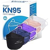 Borje KN95 Face Masks, 100 Pcs Disposable Face Masks, Filter Protection Against PM2.5 from Fire Smoke &amp; Dust