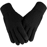 Runyizhenzhi Women's Winter Gloves Warm Lining - Cozy Wool Knit Thick Gloves Mittens