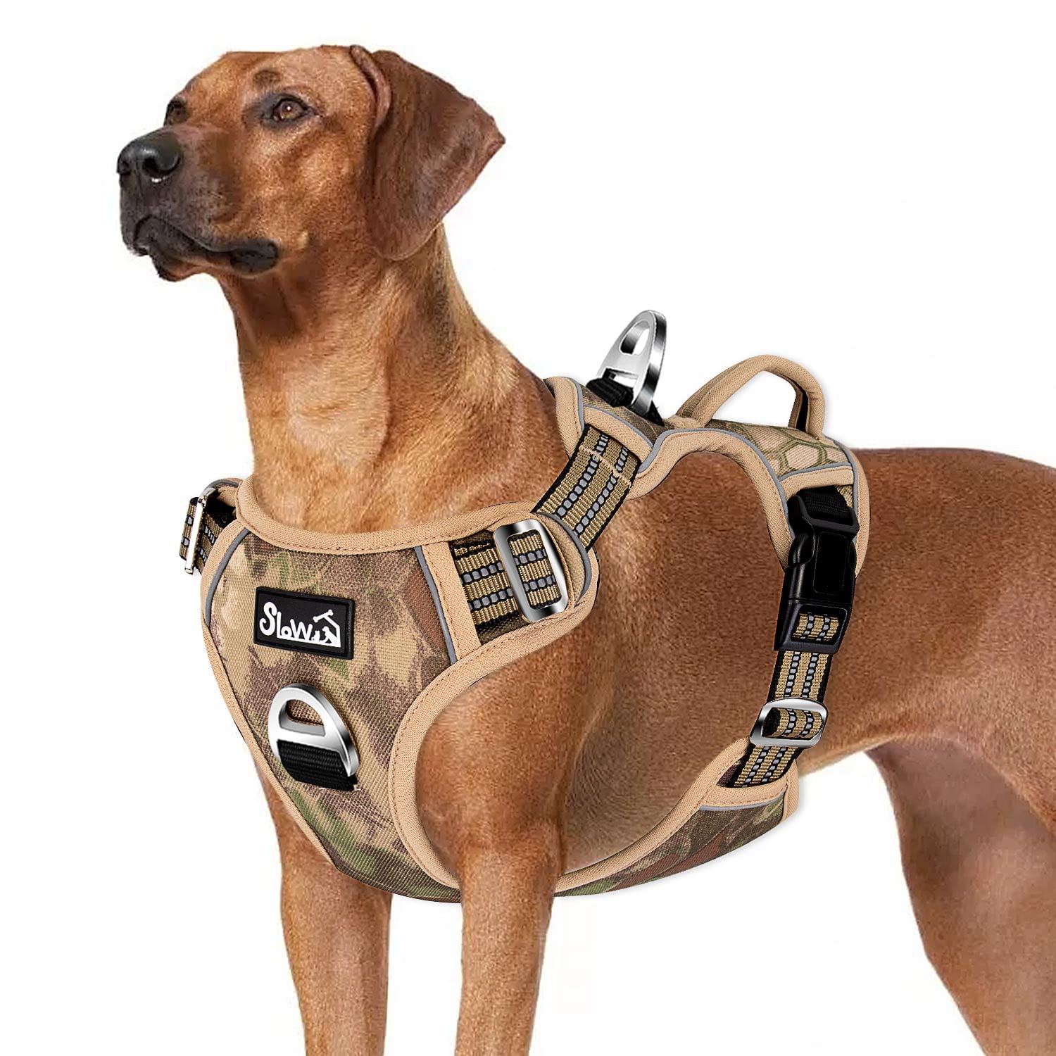 Eyein Large Dog Harness, Anti Pull Adjustable Heavy Duty Pet Vest with 2 Clips, Escape Proof Puppy Harness with Soft Padded Handle Reflective for Outdoor Training Walking