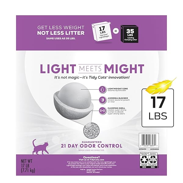 PURINA TIDY CATS LIGHTWEIGHT WITH GLADE CLEAN BLOSSOMS MULTI-CAT, CLUMPING, LOW DUST, SCENTED CAT LITTER – 17 LB. BOX