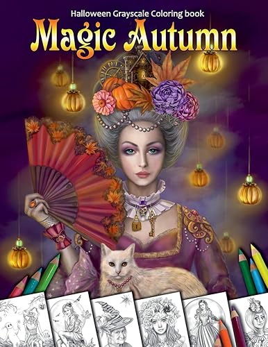 Download Magic Autumn. Halloween Grayscale coloring book: Coloring Book for Adults PDF