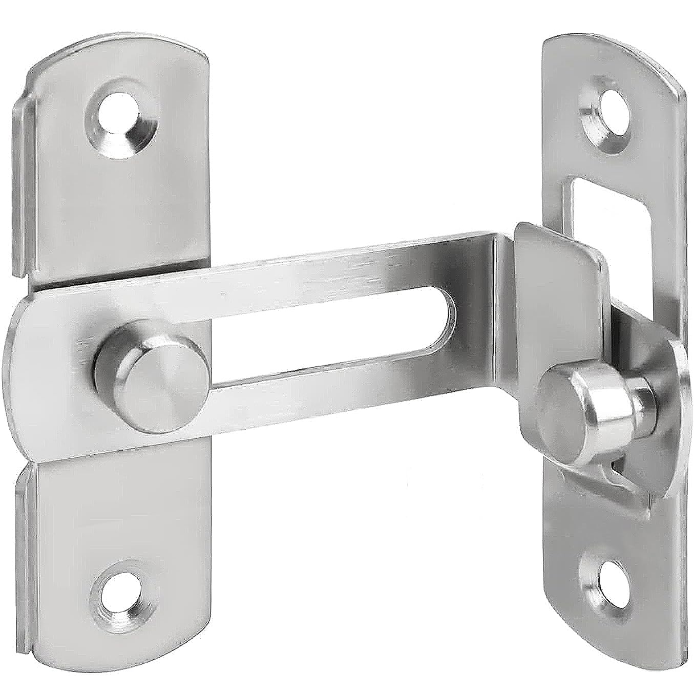 ZiYuya 90 Degree Right Angle Gate Latch Door Bolt, Stainless Steel Flip Sliding Barn Door Lock Bolt Latch Buckle for Garden Bathroom Outdoor Garage Window Sliding Door Silver 4 inch