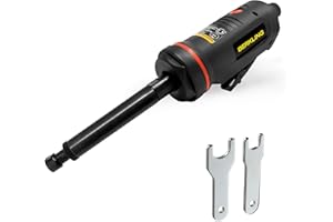 Berkling Tools BT 6321-7 | 7" Extra Long Extension 1/4“ Straight Air Die Grinder, Professional Grade Heavy Duty Variable High Speed (Straight, 7" Extension)