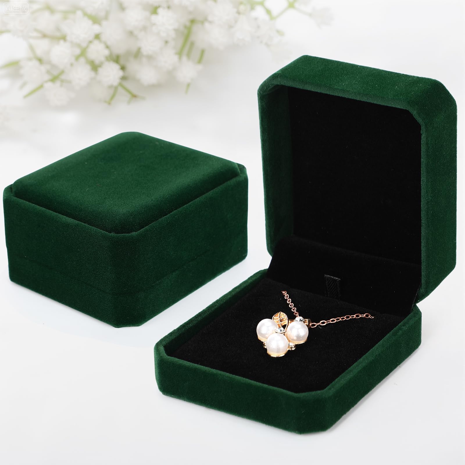 Photo 1 of Sureio 24 Pcs Velvet Jewelry Gift Boxes Bulk for Necklace Pendant Ring Earring Display Case for Christmas Wedding(Dark Green)