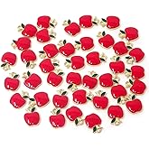 Honbay 40PCS Enamel Alloy Red Fruit Charms Pendant Back to School Pendants School Best Teacher or Student Charms for Keychains Earrings Bracelets Necklaces Jewelry Making and DIY Crafts