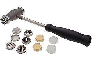 The Beadsmith Interchangeable Texture Hammer - Metal Elements - 9.5 inches, 75mm, 13.4oz Steel Head with Twelve 23mm Faces - Texturing Tool Used to Add Patterns & Dimension to Metalwork