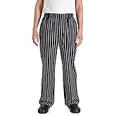 Mercer Culinary M60030BCSM Millennia Men's Black Cook Pants with White Chalk Stripe, Medium