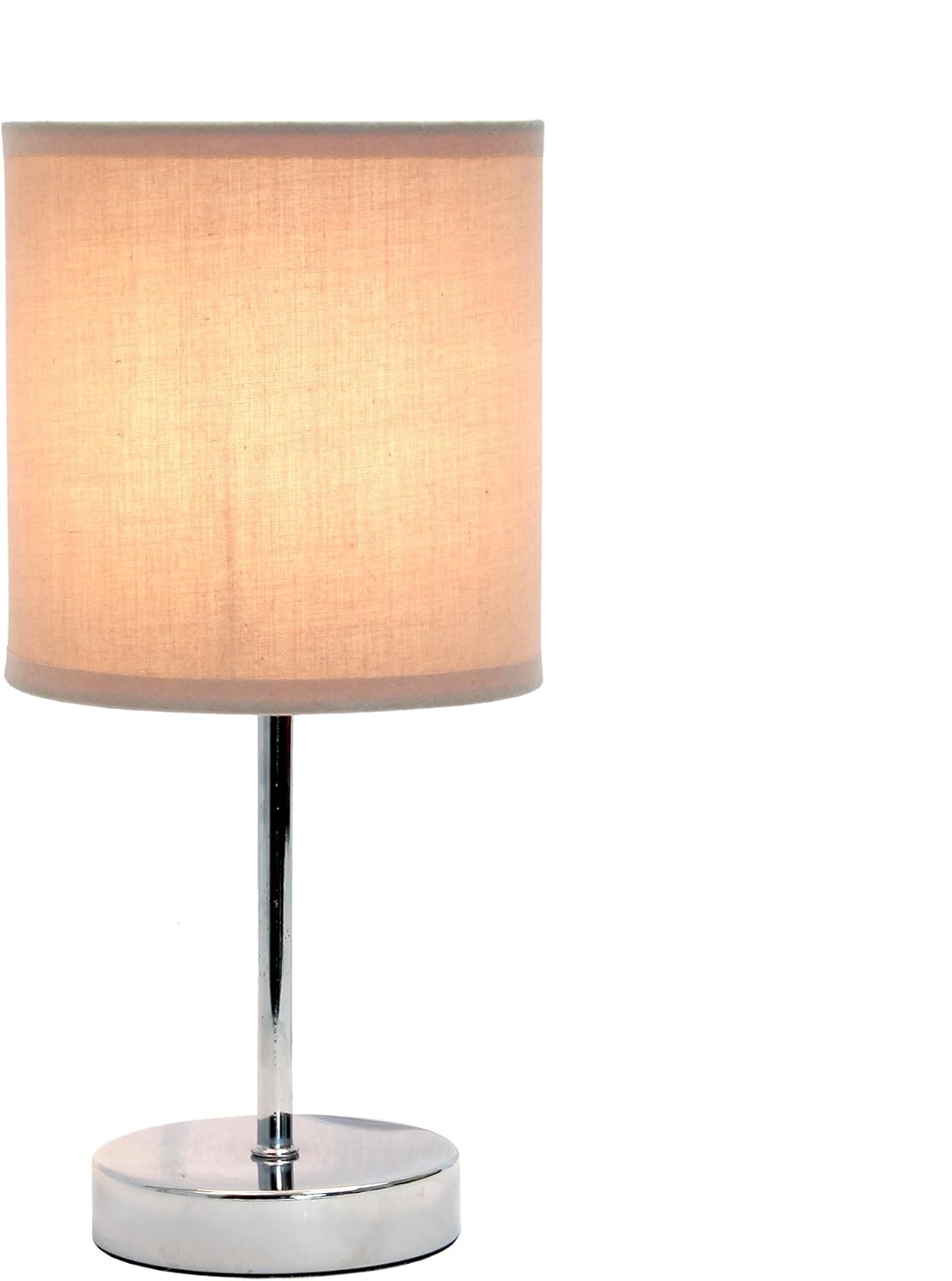 Simple Designs LT2007-GRY Chrome Mini Basic Table Lamp with Fabric Shade, 11.89 x 5.51 x 5.51, Gray - - 