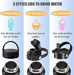 Water Bottle Insulated 64 oz- Straw lid and Auto