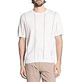 Theory Mens Short Sleeve Crewneck Stripe in Tactile Cotton