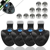 Electronic Fishing Bite Alarm with 10 Bonus Batteries | LED &amp; Sound Alert, Sensitive Siren for Day &amp; Night Carp Fishing, Waterproof Sensor for Bank Fishing Rods
