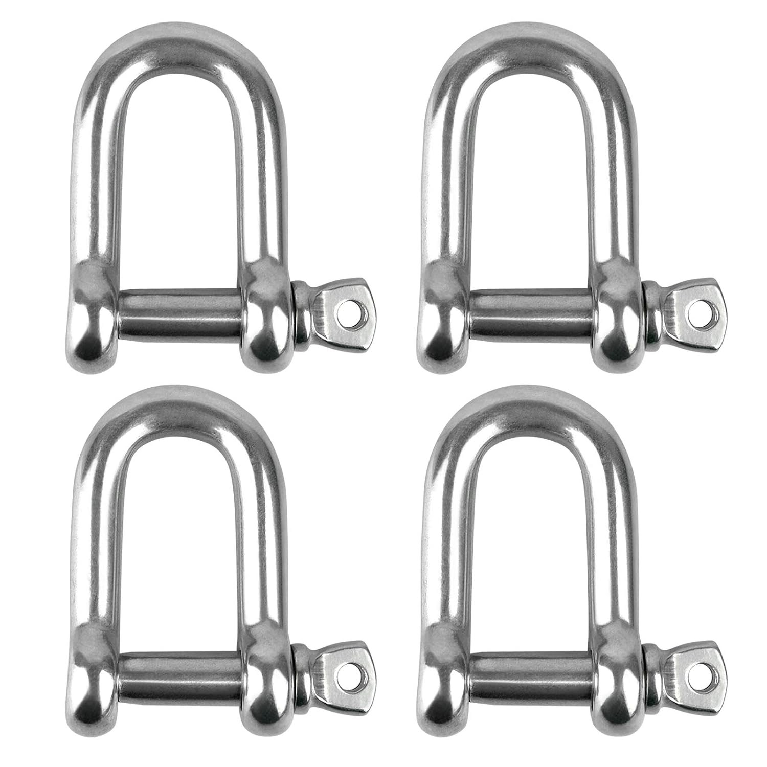 4 PCS D Shackle,304 Stainless Steel D Ring Shackle Lock,M8 D Links Hook