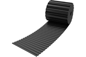 Biueus Garden Edging Border,6"×10Ft Durable Metal Landscape Edging Border, Modern Corrugated Design for Flower Beds and Lawns(Black)