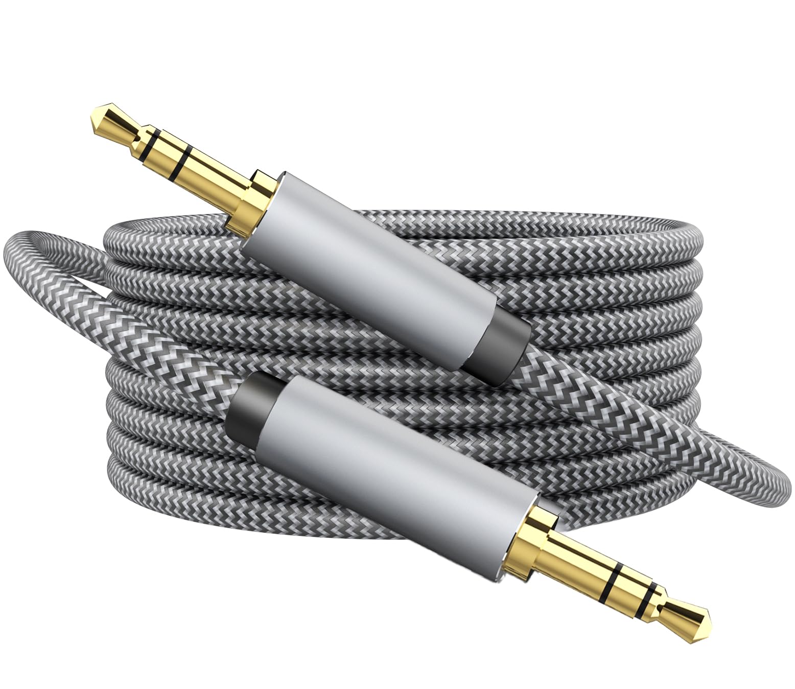Morelecs AUX Cable 3.5mm Auxiliary Audio Cable 8m Nylon Braided Male to Male AUX Cord Compatible for Headphones, iPods, iPhones, iPads, Home/Car Stereos and More (Grey)