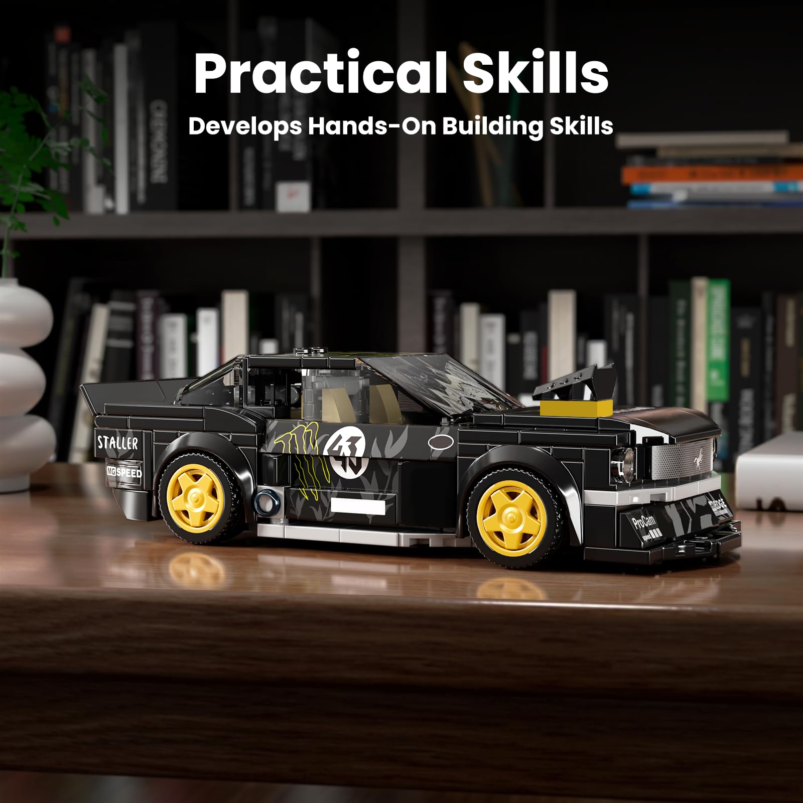 Mould King 27024 Speed Champion Rennwagen Bausteine Sportwagen Klemmbausteine Auto-Spielzeug mit Acryl-Vitrine Modellautos zum Sammeln Rennauto ab 8 Jahre Jungen(408 Teile) 3