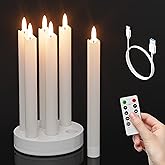 POQCCT Rechargeable Flameless Taper Candles with Charging Station, Real Waxy LED Candle Flickering with Remote&Timer, 3D Flame Battery Operated Candlesticks for Home Wedding Christmas Décor