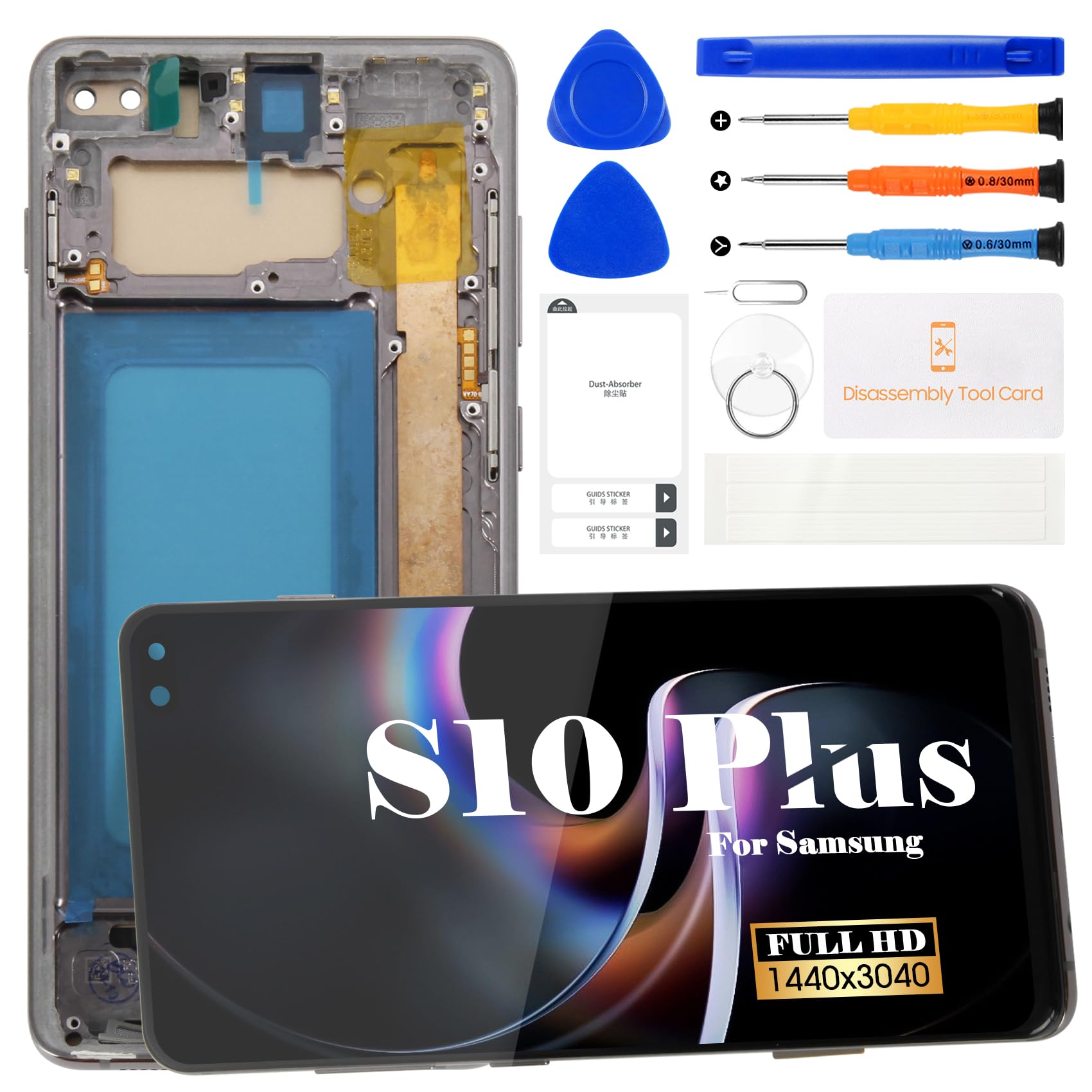 Photo 1 of TFT for Samsung S10 Plus LCD for Samsung Galaxy S10 Plus SM-G975U Screen Replacement for Samsung Galaxy S10 Plus LCD Digitizer Touch Screen Replacement with Frame (Not Fingerprint Function)