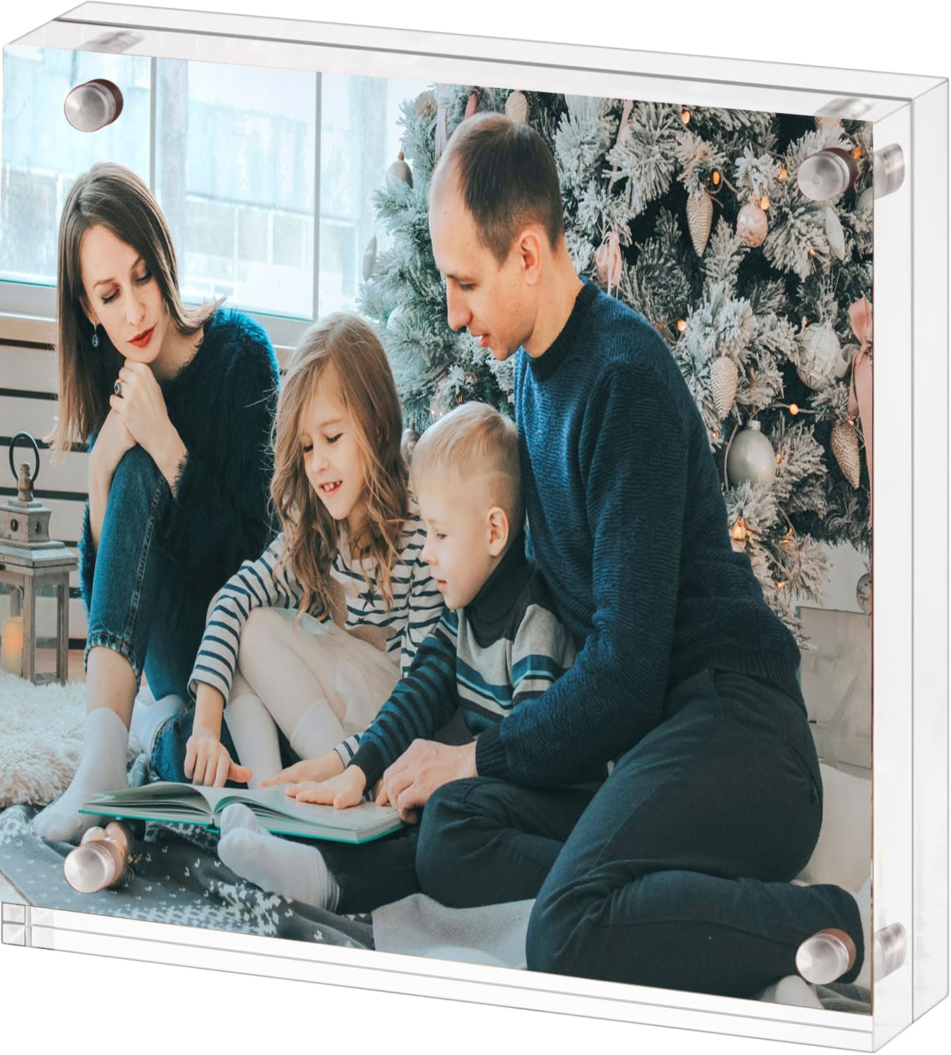 ECOSEAO 6x6 Picture Frames, Made of High Clear Acrylic Square Photo frame - Displays 4x4 Picture With Mat or 6 x 6 Without Mat, Desktop & Wall Collage Frame (6x6inch)