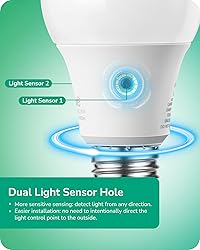 EDISHINE Dusk to Dawn Light Bulbs Outdoor, A19 LED