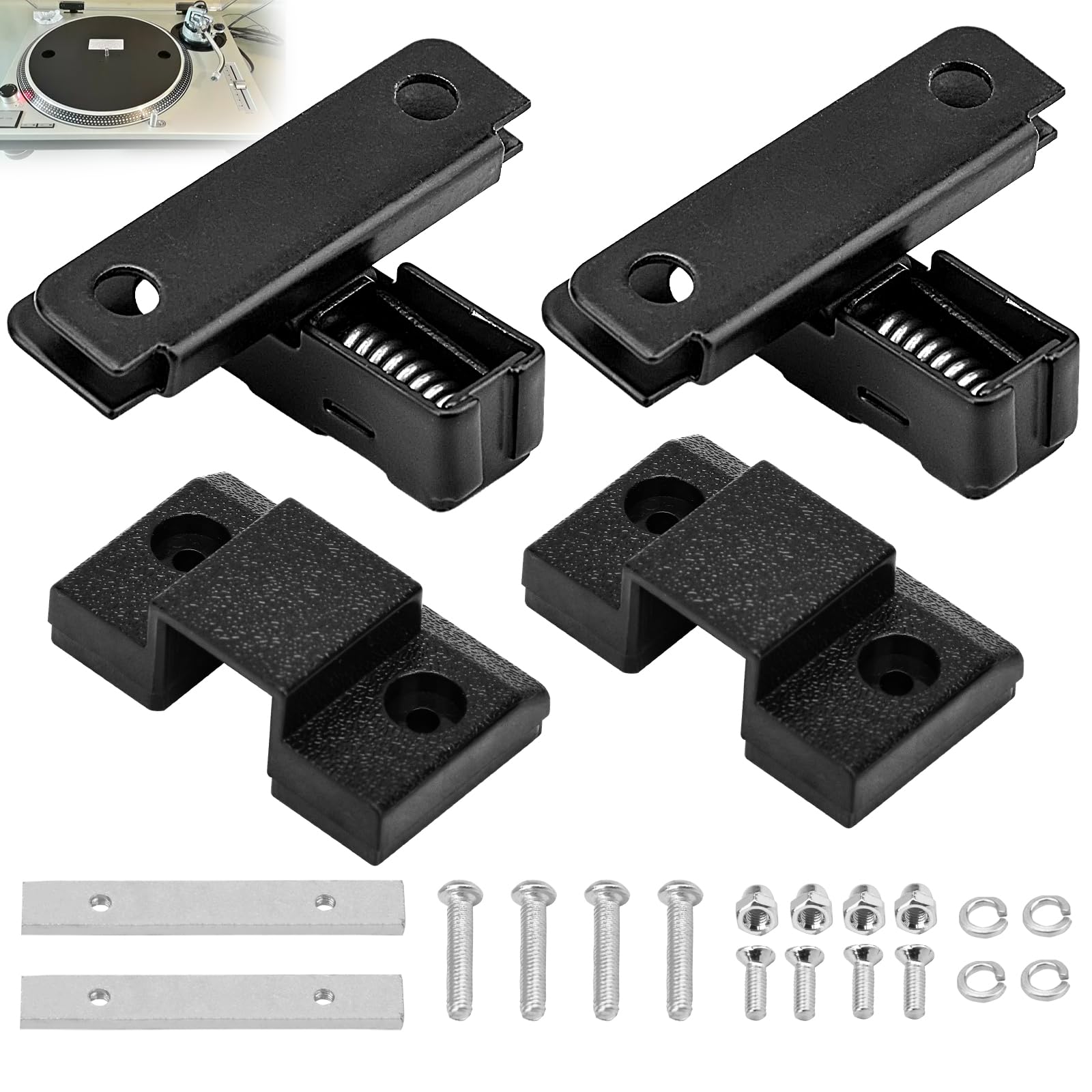 Photo 1 of 2 Sets Dust Cover Hinges Kits | Open 45 Degrees, for Technics SL1200 MKII SL1210 MKII 1210 M3D MK3D MK5 M5G MK5G Gramophone, Replace SFUMM02N04, SFUP122-23C, XSN3+14BVS, SFUP122-24-1