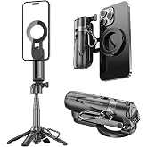 GEYUTHS 4 in 1 Magnetic Tripod Pocket Selfie Stick Extends to 18.7in | Portable Camera Grip Handle, Strong Magnetic, Compact, Detachable Remote Control for Selfies/Vlogging/Live Streaming/Travel